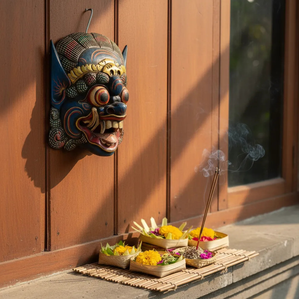 Mascara Barong Madera Bali Hindu Proteccion Energia + 35cm - Imagen 9