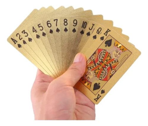 Mazo De Cartas Dorado Póker Naipes Baraja Oro Exclusivo