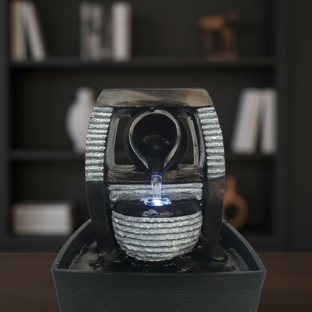 Fuente De Agua Chica Cuenco Negra Cascada Luz Led Oferta - Imagen 7