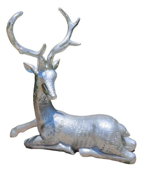 Ciervo Plateado Navidad Bendicion Deco Paz Armonia 32cm