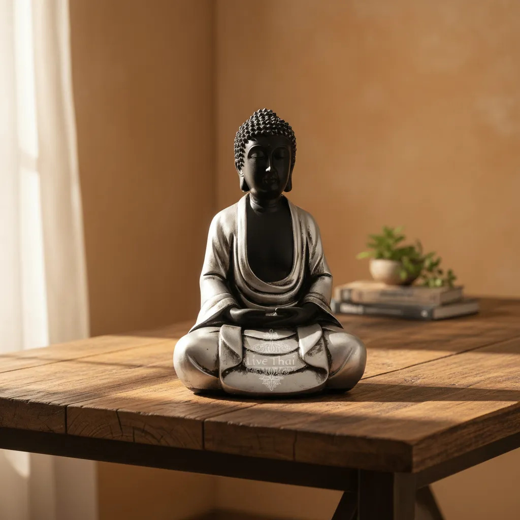 Buda Hindú Meditando Meditando Negro Deco Interior - Imagen 11