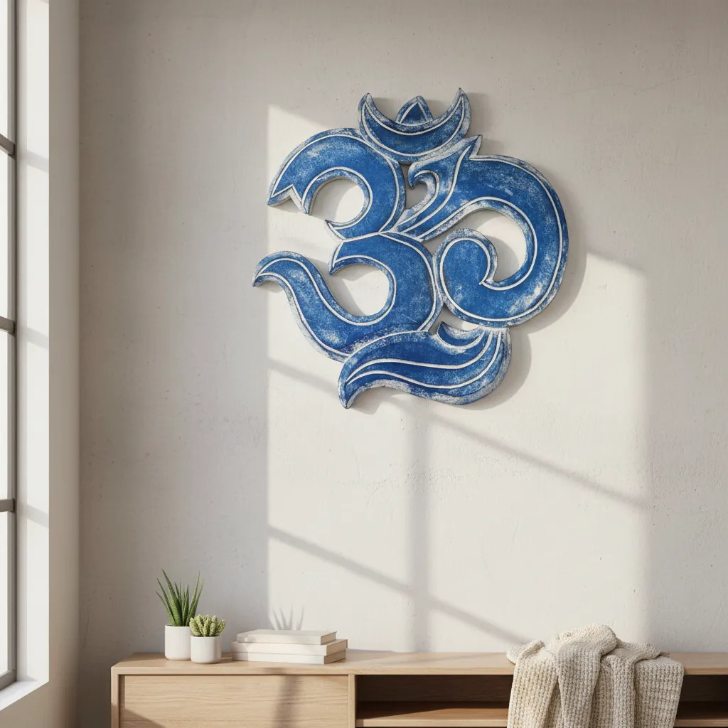 Cuadro Cartel Om Tallado Calado Decoración Hindu 30cm - Imagen 2