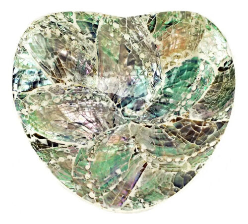 Plato Nácar Abalone Corazón Mesa Deco Moderno Mar