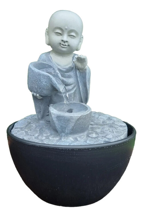 Fuente De Agua Chica Buda Bebe Paz Cascada Luz Led Oferta