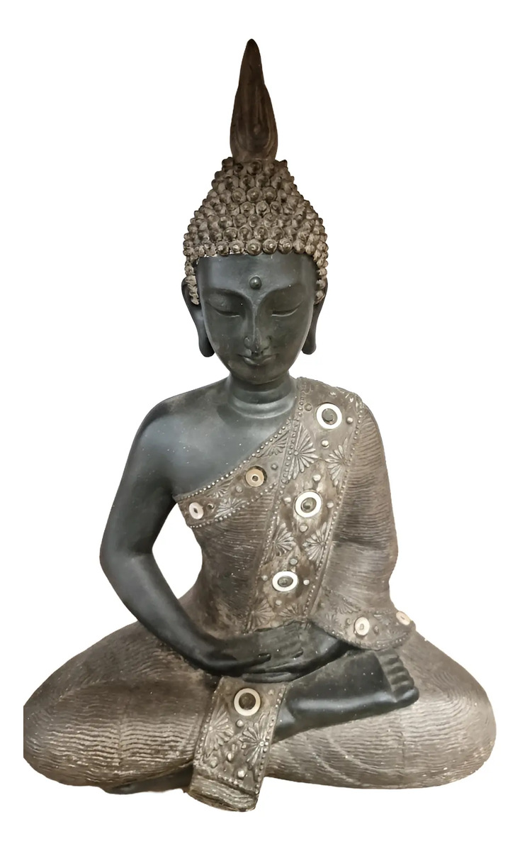 Buda Thai Meditando Sentado Negro Deco 40cm