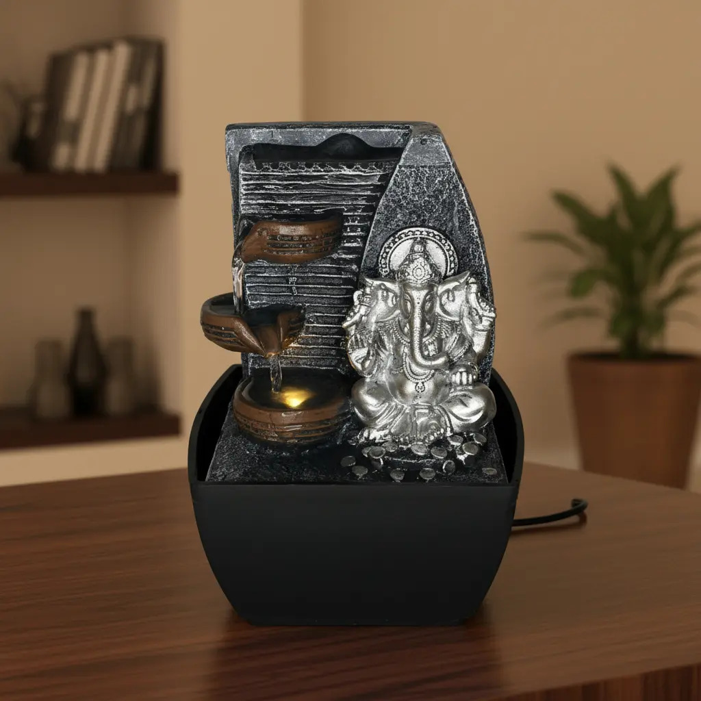Fuente De Agua Chica Ganesh Plateado Cascada Luz Led Oferta - Imagen 10