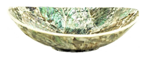 Plato Nácar Oval Abalone 15x12cm Mesa Deco Moderno