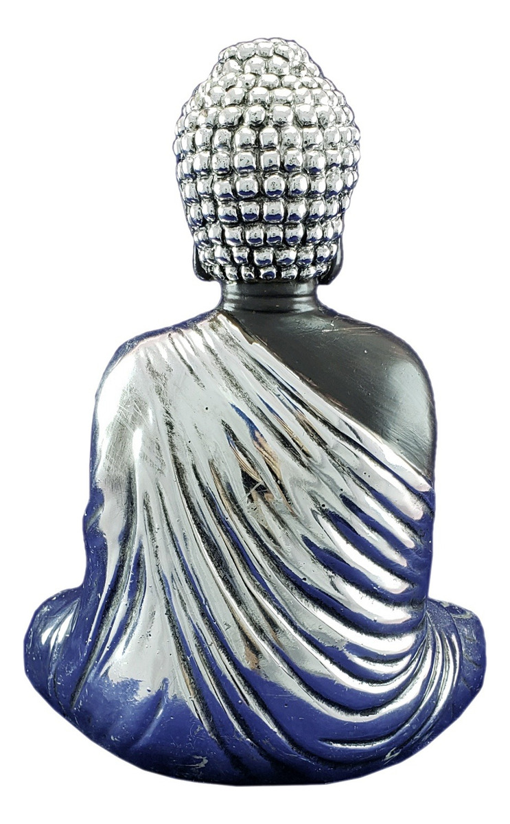 Buda Hindu Meditando Cromado Deco Zen Interior - Imagen 2