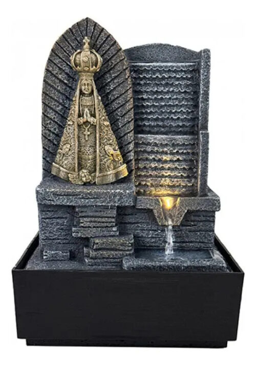 Fuente De Agua Mediana Virgen Cascada Led 30cm