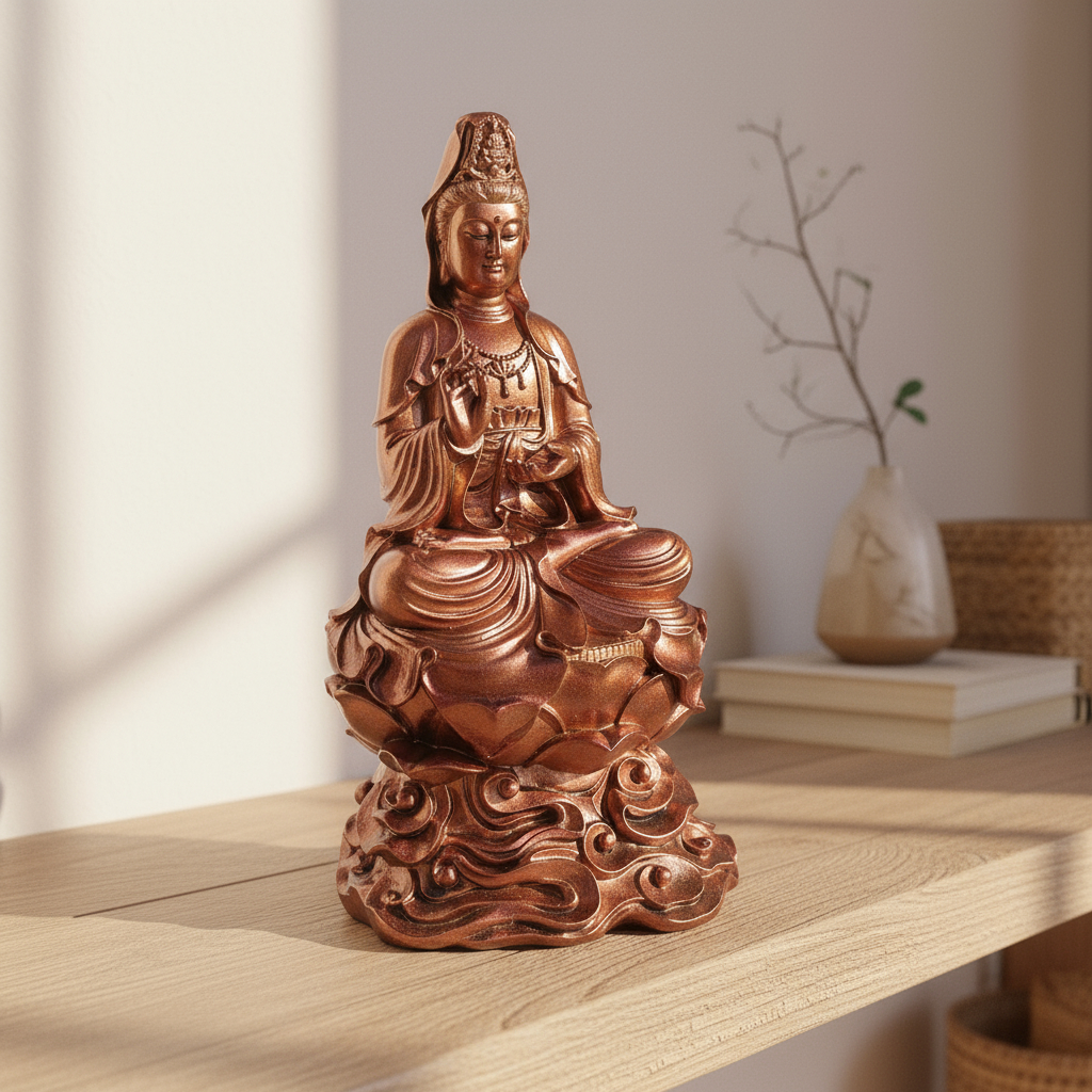 Kuan Yin Kwan Sabiduria Meditando Bendicion Paz Armonia 32cm - Imagen 12