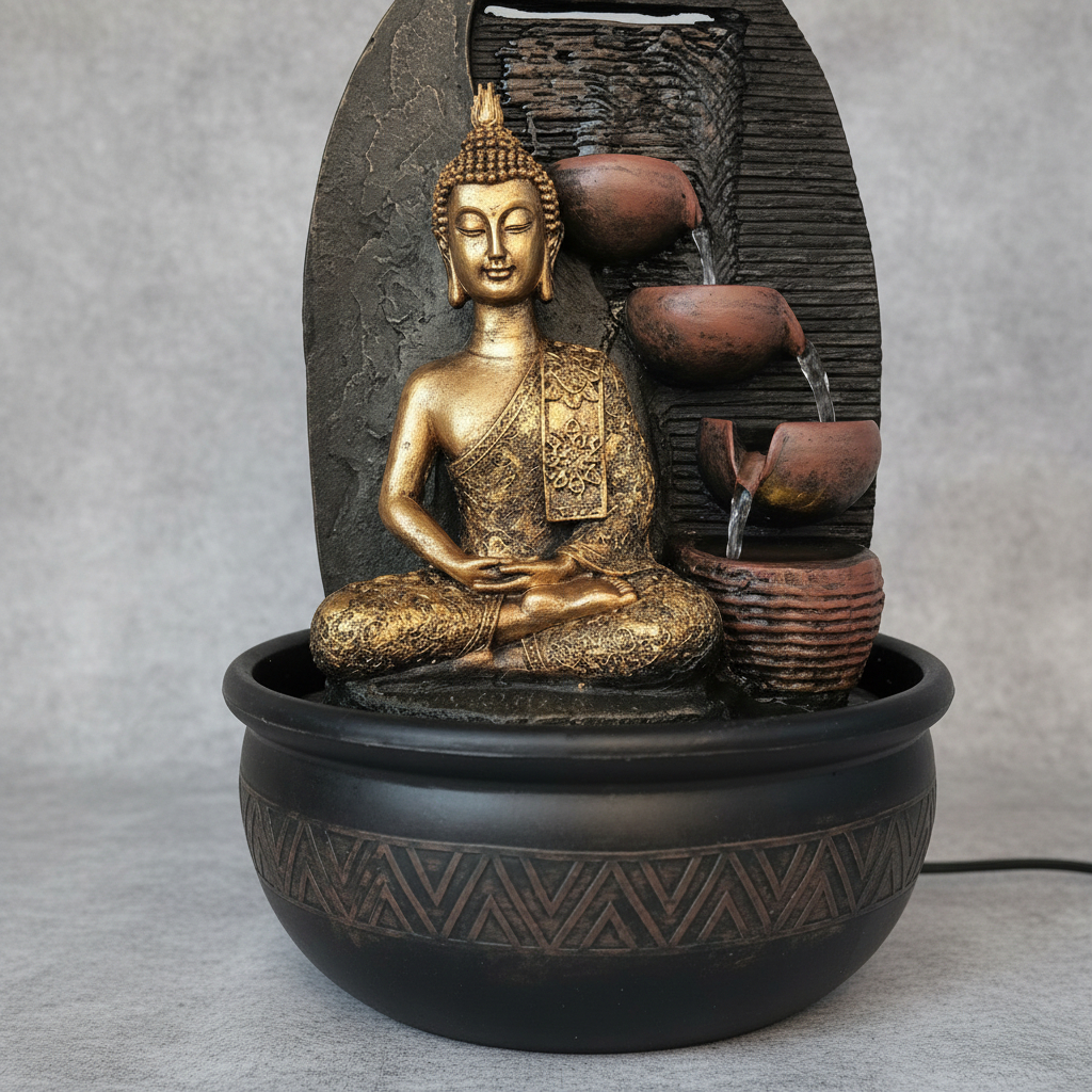 Fuente De Agua Buda Thai Grande Cascada Luz Led 40cm - Imagen 8