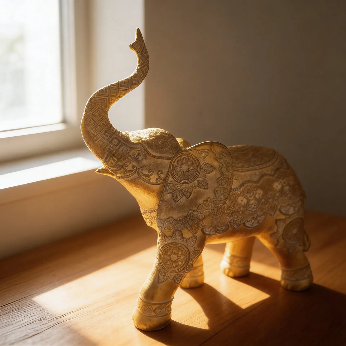 Elefante Sabiduría Longevidad Parado Mandala Gris Deco 27cm - Imagen 8