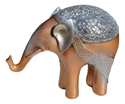 Elefante Sabiduría Longevidad Parado Espejo Bronce Deco 19cm