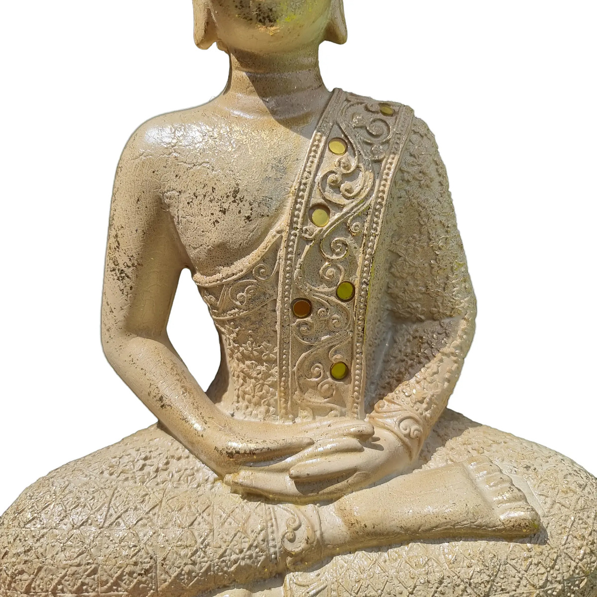 Buda Hindú Meditando En Loto Dorado Y Beige Espejos 30cm - Imagen 4