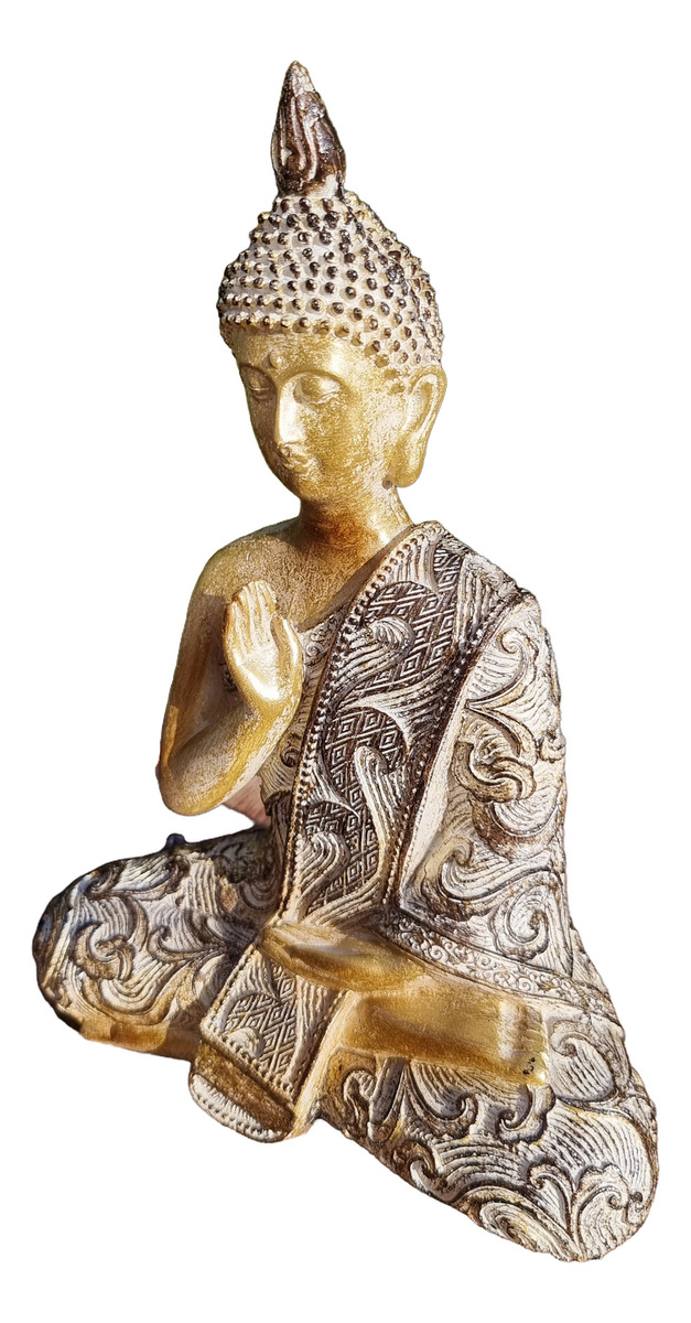 Buda Hindú Meditando Meditando Dorado Con Relieve Deco 21cm - Imagen 6