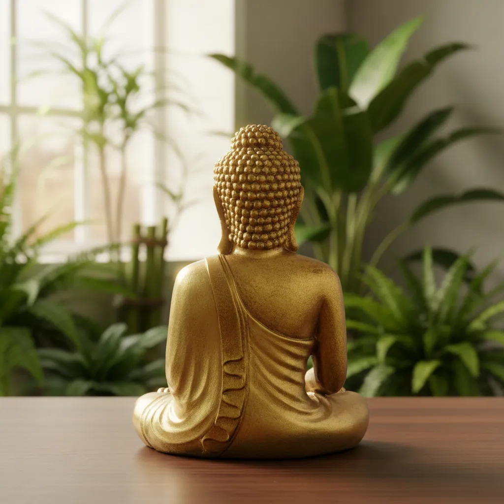 Buda Hindu Reposando Meditando Dorado Con Relieve Deco 30cm - Imagen 4