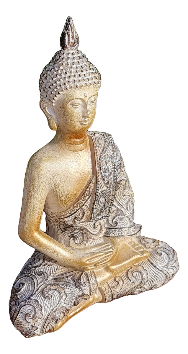 Buda Hindú Meditando Meditando Dorado Con Relieve Deco 21cm - Imagen 13