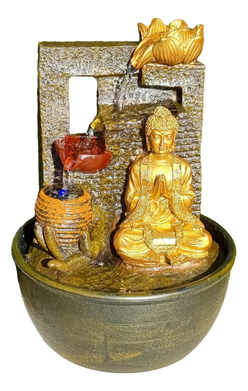 Fuente De Agua Mediana Buda Loto Cascada Relajación Oferta!!
