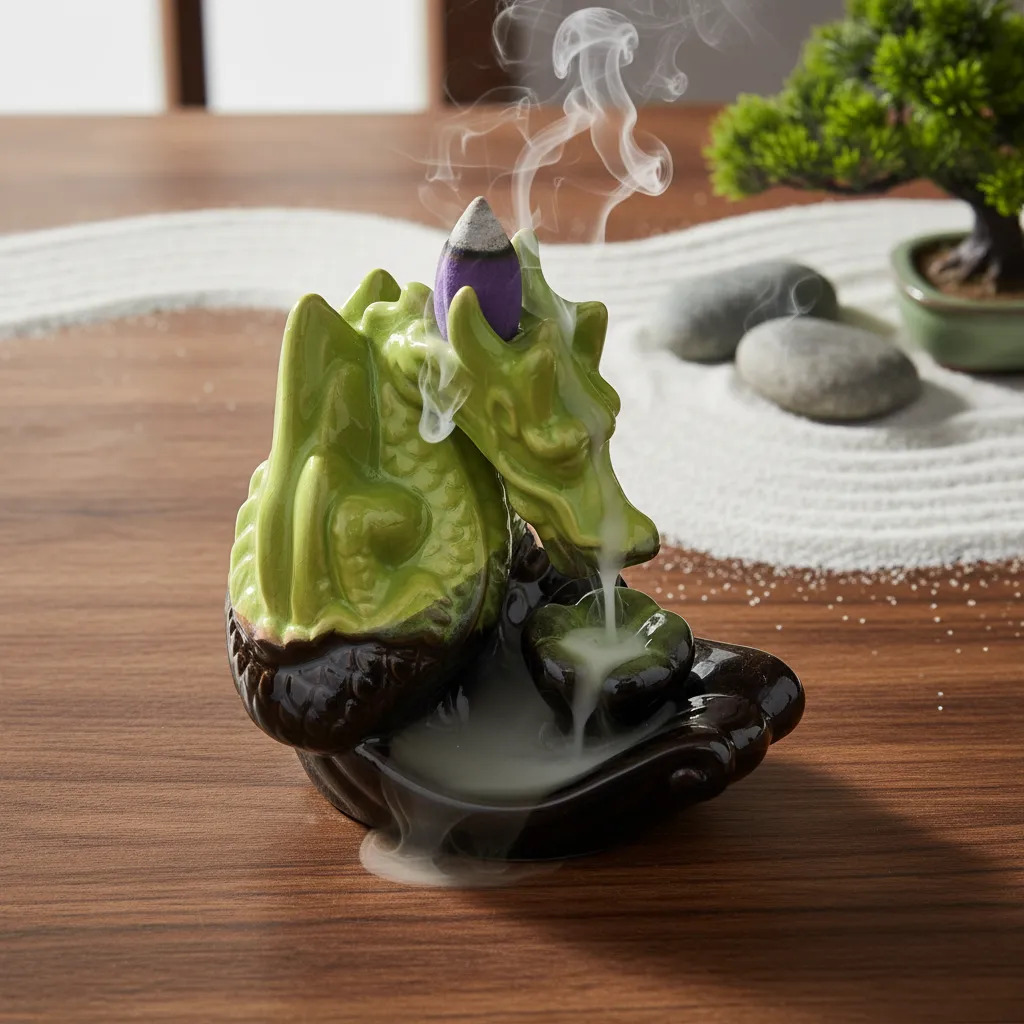 Porta Cono Fuente Humo Cascada Dragon Ceramica 11 Cm Zen - Imagen 19