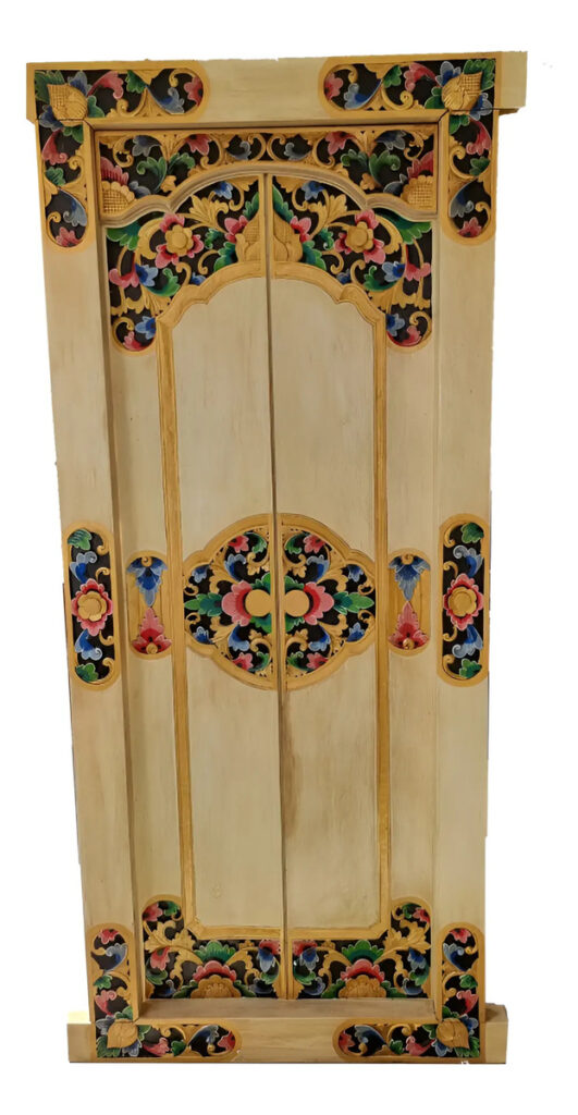 Puerta De Madera Tallada A Mano Indonesia Bali 210x89cm