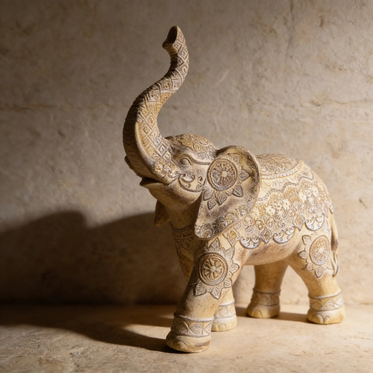Elefante Sabiduría Longevidad Parado Mandala Gris Deco 27cm - Imagen 9