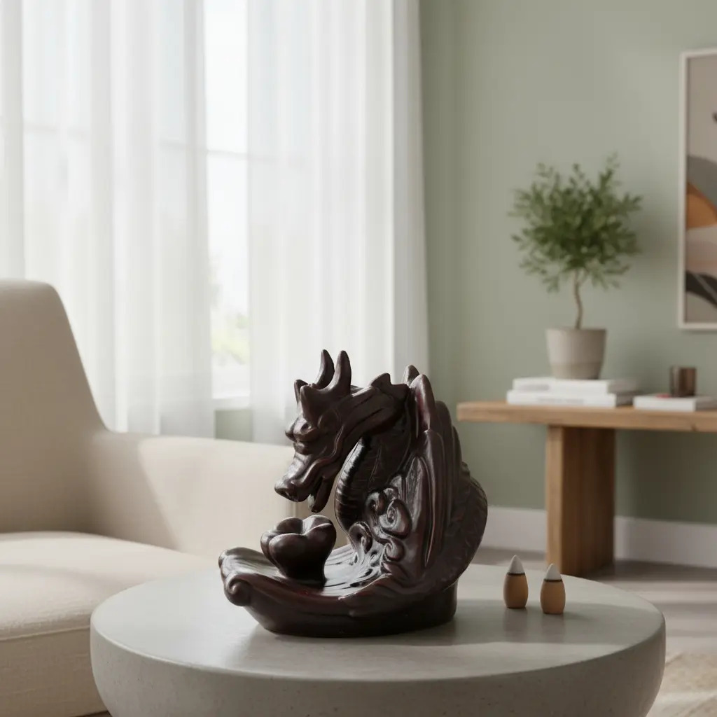 Porta Cono Fuente Humo Cascada Dragon Ceramica 11 Cm Zen - Imagen 8
