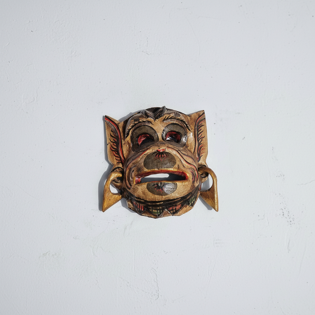Mascara Rey Mono Madera Bali Hindu Proteccion Energia + 20cm - Imagen 6
