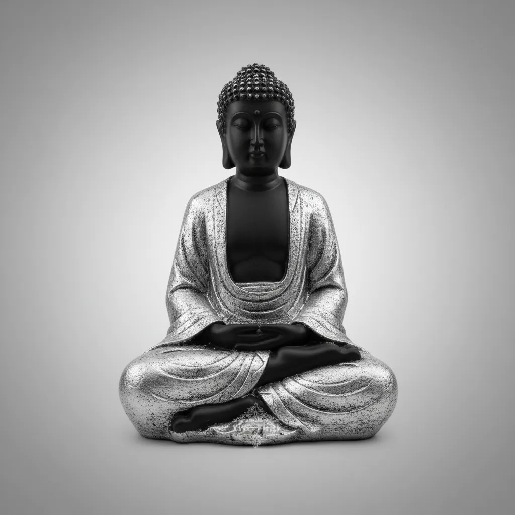 Buda Hindú Meditando Meditando Negro Deco Interior - Imagen 5