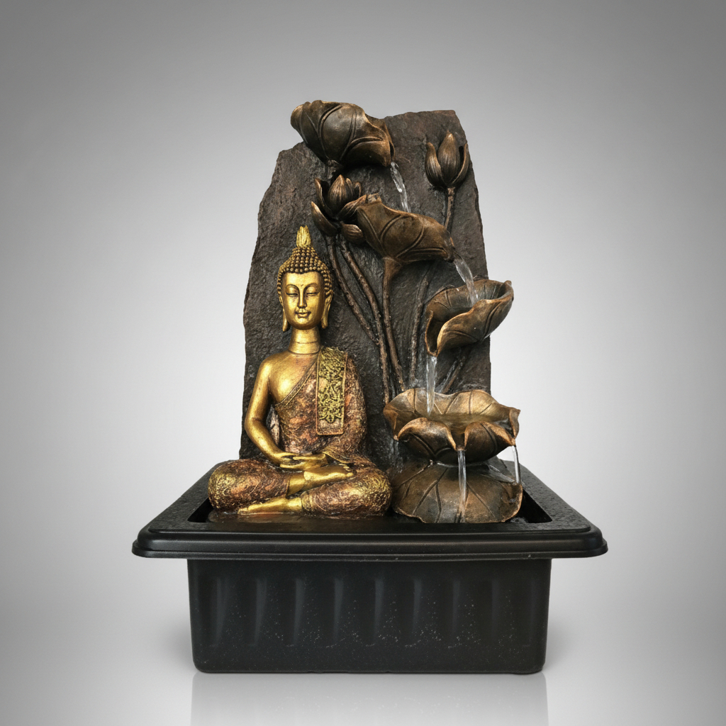 Fuente De Agua Buda Thai Loto Grande Cascada Luz Led 40cm - Imagen 7