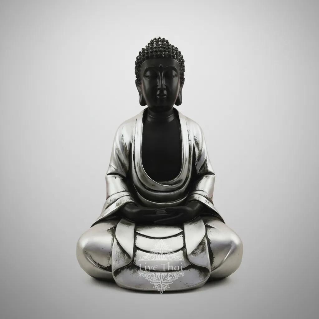 Buda Hindú Meditando Meditando Negro Deco Interior - Imagen 9