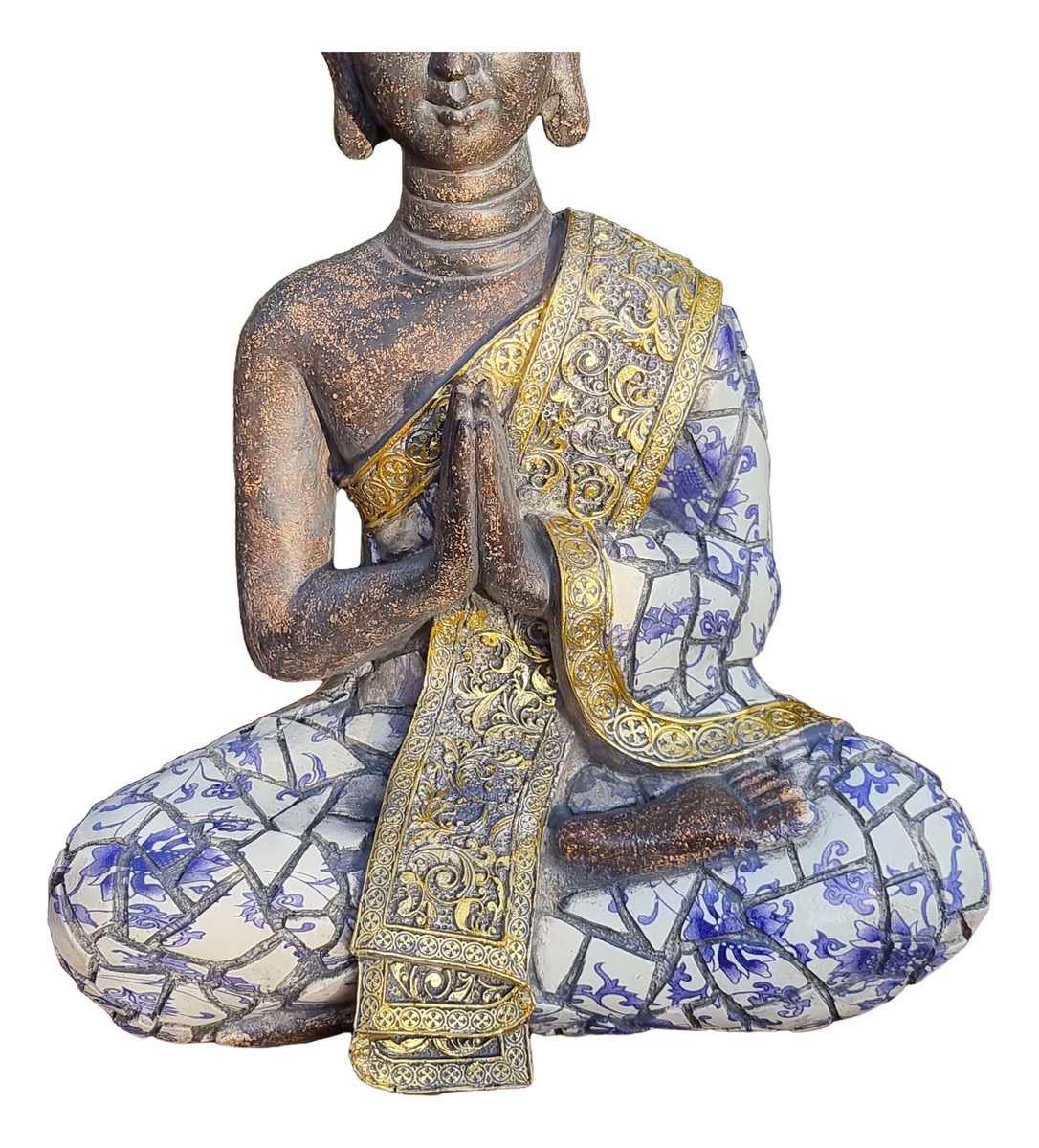 Buda Thai Sentado Meditando Mosaico Armonia Zen Paz 32cm - Imagen 5