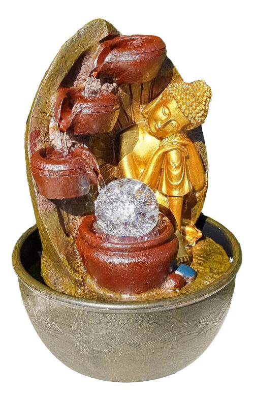 Fuente De Agua Mediana Buda Esfera Cascada Oferta!!!