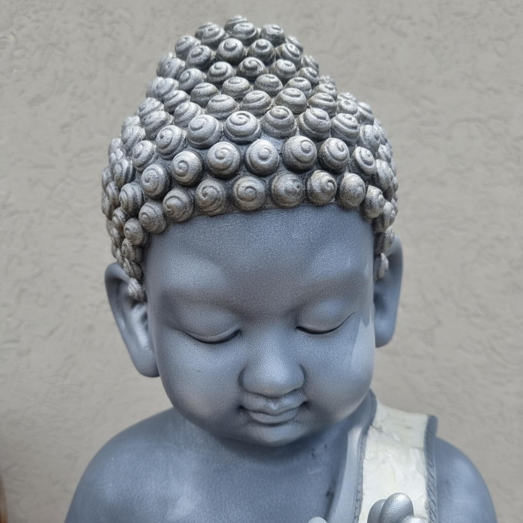 Buda Hindú Meditando Reposando Textura Nacar Brillos 64cm - Imagen 3