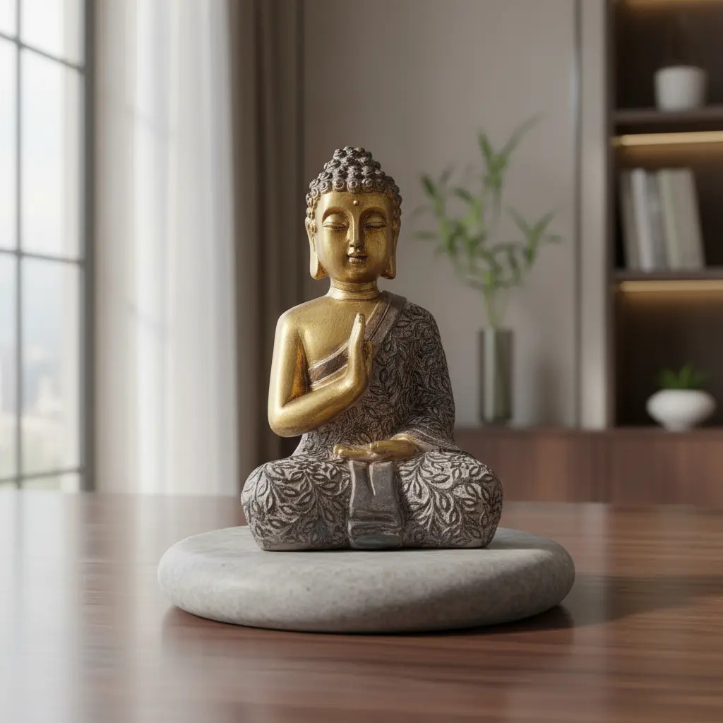 Buda Meditando Dorado Bendicion Paz Toga Armonia 23cm - Imagen 3