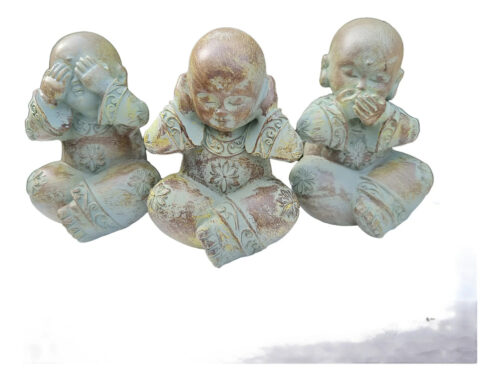 Set Budas Sabios Meditando Estatua Ciego Sordo Mudo 12cm