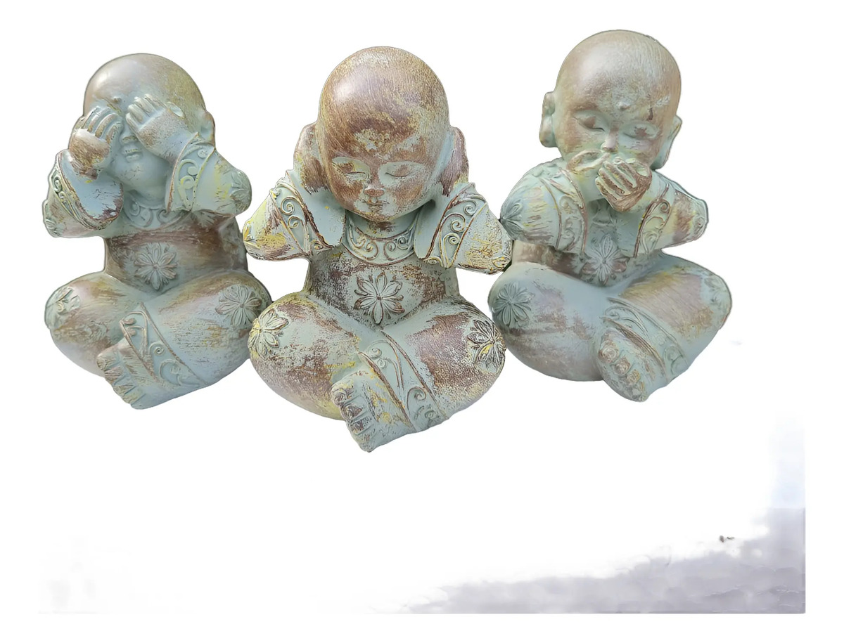 Set Budas Sabios Meditando Estatua Ciego Sordo Mudo 12cm