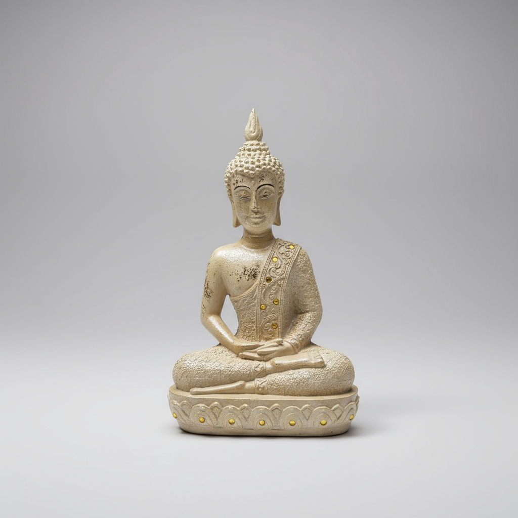 Buda Hindú Meditando En Loto Dorado Y Beige Espejos 30cm - Imagen 8