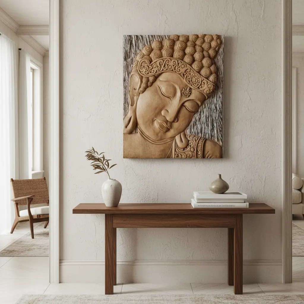 Cuadro De Buda Talla De Madera Bali 50 X 60cm Relieve - Imagen 9