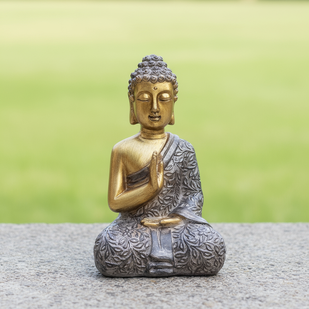 Buda Meditando Dorado Bendicion Paz Toga Armonia 23cm - Imagen 9