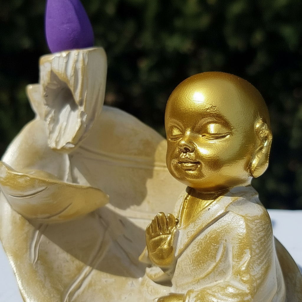 Porta Cono Fuente Humo Buda Bebe Ceramica 10 Cm Zen - Imagen 7