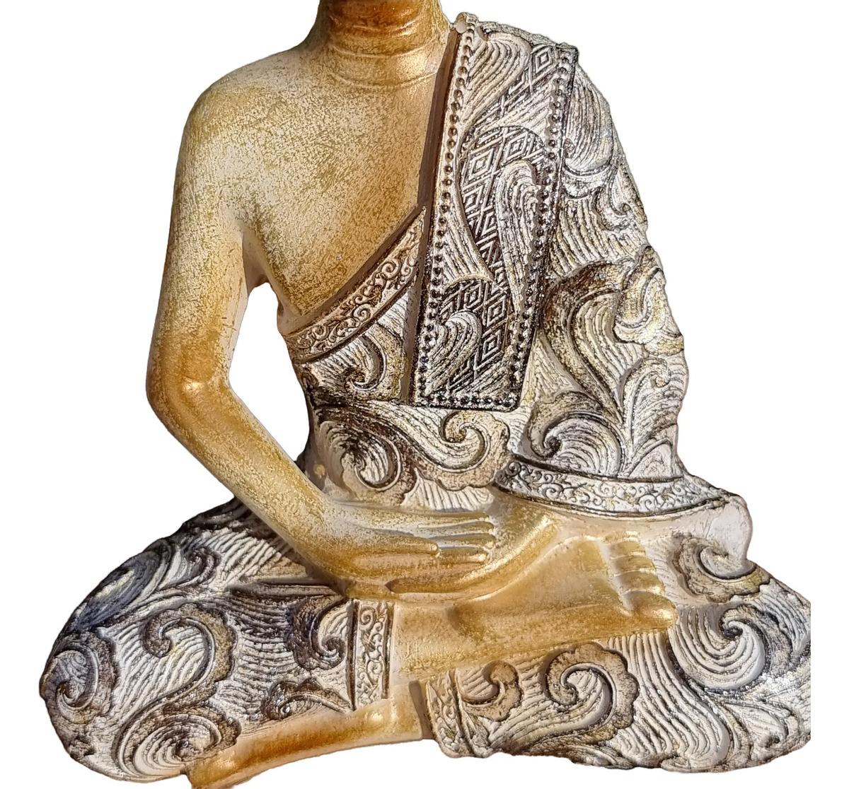 Buda Hindú Meditando Meditando Dorado Con Relieve Deco 21cm - Imagen 16
