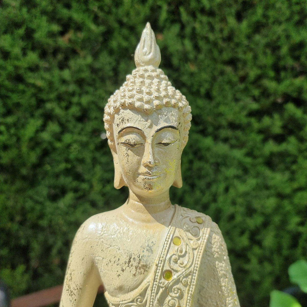 Buda Hindú Meditando En Loto Dorado Y Beige Espejos 30cm - Imagen 6