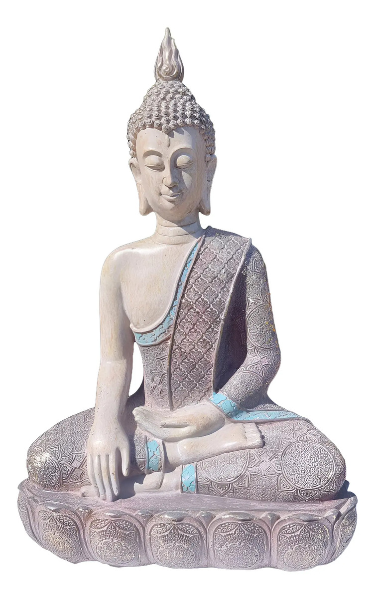 Buda Thai Sentado Meditando Armonia Zen Paz 38cm