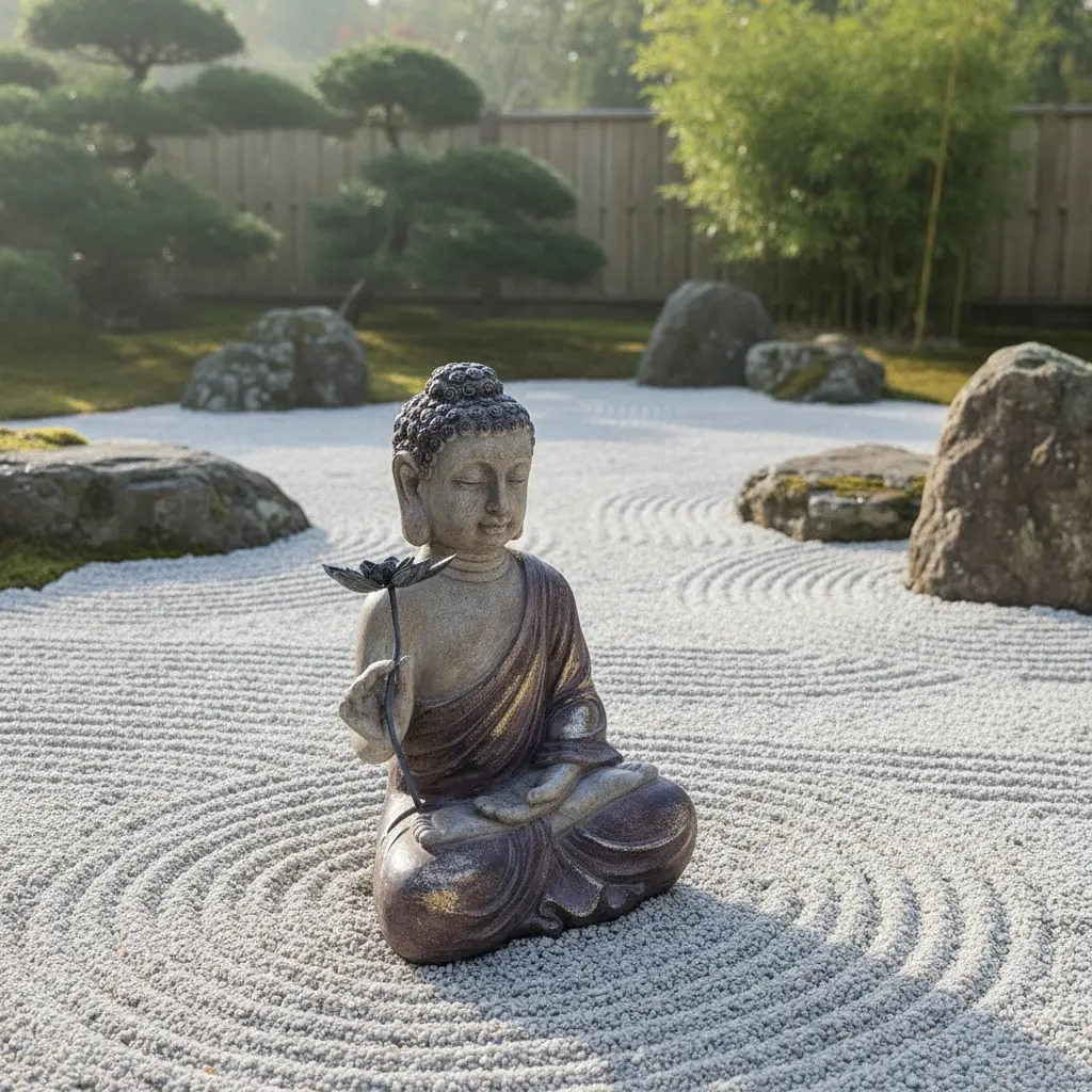 Buda Meditando Loto Estatua Sentado Deco Zen 46cm - Imagen 3