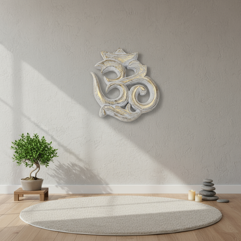 Cuadro Cartel Grueso Om Tallado Calado Hindu Bali 28cm - Imagen 8