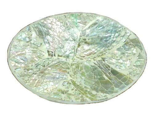 Plato Nácar Oval Abalone 10x8cm Mesa Deco Mar Moderno