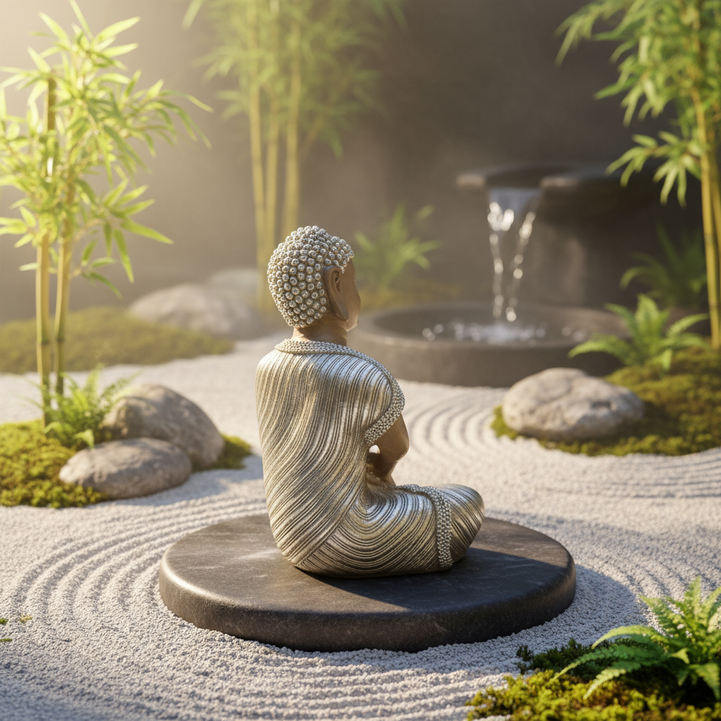 Buda Thai Reposando Meditando Dorado Con Relieve Deco 23cm - Imagen 13