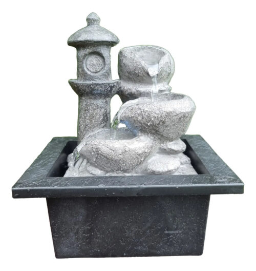 Fuente De Agua Chica Pagoda Cascada Luz Led Oferta
