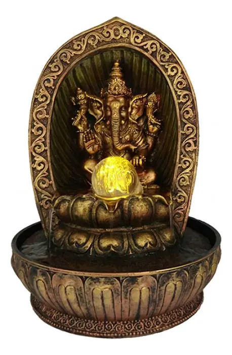 Fuente De Agua Mediana Ganesh Altar Esfera Cascada Led 30cm