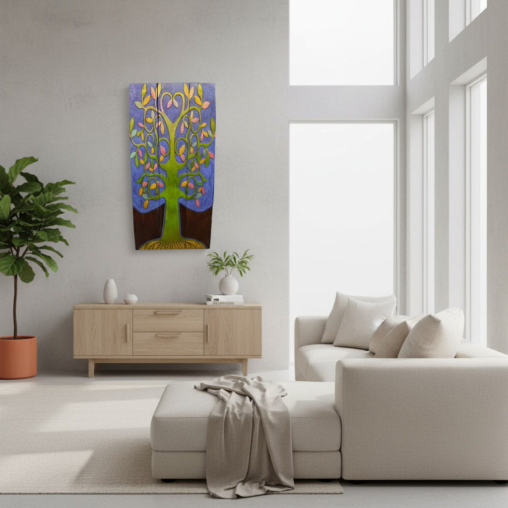 Cuadro Triptico Tallado Madera Arbol De La Vida Bali 200cm - Imagen 6
